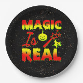 Magie ist echter Halloween Pumpkin Hexe Zauber Wan Pappteller (Vorderseite)
