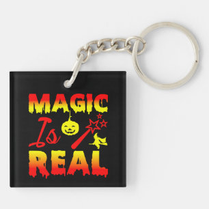 Magie ist echter Halloween Pumpkin Hexe Zauber Wan Schlüsselanhänger