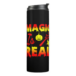 Magie ist echter Halloween Pumpkin Hexe Zauber Wan Thermosbecher