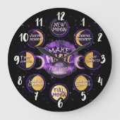Magie mit den Mondmondmondzyklen Große Wanduhr (Vorderseite)