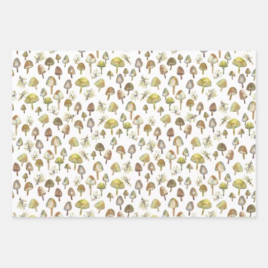 Magie Pilze Wasserfarbenwald Muster Geschenk Geschenkpapier Set (Vorderseite)