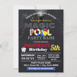 Magie-Show und Schwimmbad Geburtstagskind-Party Einladung