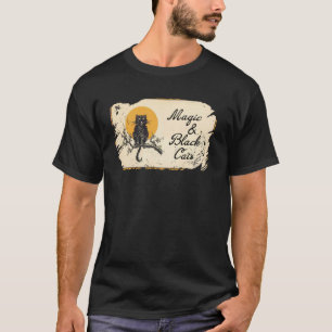 Magie und schwarze Katzen Vintage Halloween Süß Ha T-Shirt