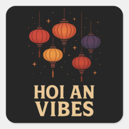 Magie von Hoi An – Laternenkunst  Quadratischer Aufkleber