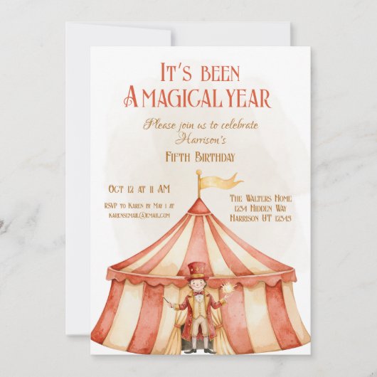 Magier Geburtstag Einladung (Vorderseite)