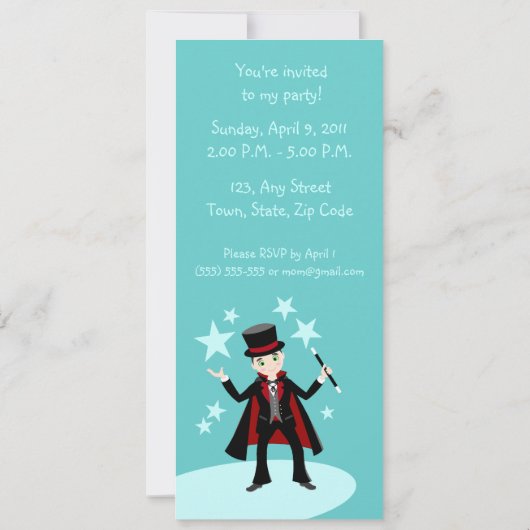 Magier-Geburtstagsfeier Einladung (Rückseite)