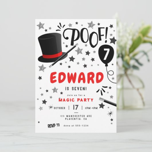 Magier Geburtstagsparty Magician Einladung (Stehend Vorderseite)