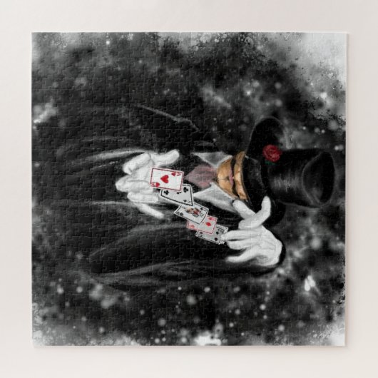 Magier mit Spielkarten Abracadabra Puzzle (Horizontal)