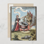 Magier und Drache im Kessel der Alchemie Postkarte (Vorne/Hinten)