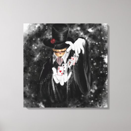 Magier und Spielkarten Abracadabra - Zeichnend Leinwanddruck (Vorderseite)