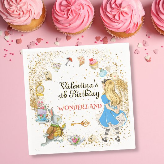 Magisch farbenfrohe Niedliche Alice's Wunderland G Serviette