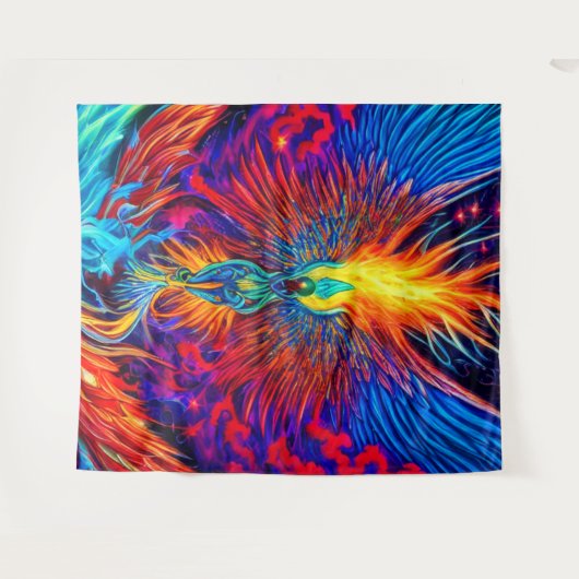 Magisch farbiges Phönix-Tapestry Wandteppich (Vorderseite (Horizontal))
