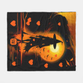 Magisch Gothisch-Orangenherzen-Monogramm-Hexe Fleecedecke (Vorderseite (Horizontal))