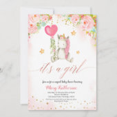 Magisch rosa Einhorn Babydusche Einladung (Vorderseite)