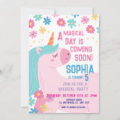 Magisch rosa Einhorn Geburtstag Einladung Regenbog (Vorderseite)
