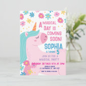 Magisch rosa Einhorn Geburtstag Einladung Regenbog (Stehend Vorderseite)