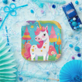 Magisch rosa Einhorn Geburtstagspult Pappteller (Party)