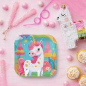 Magisch rosa Einhorn Geburtstagspult Pappteller (Party)
