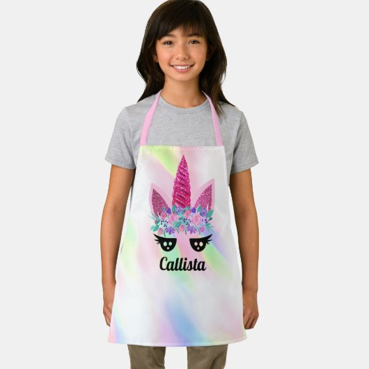 Magisch rosa Einhorn Glitzer Name Schürze (Insitu)