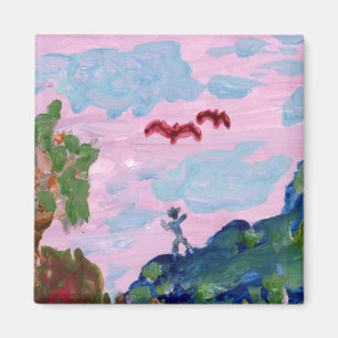 Magisch rosa Landschaft mit Figuren (Detail) Magne Magnet