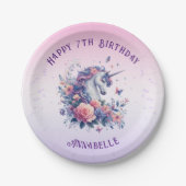 Magisch rosa Lila Einhorn Girls Geburtstag Pappteller (Vorderseite)