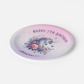 Magisch rosa Lila Einhorn Girls Geburtstag Pappteller (Schrägansicht)