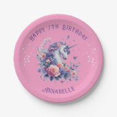 Magisch rosa Lila Einhorn Girls Geburtstag Pappteller (Vorderseite)