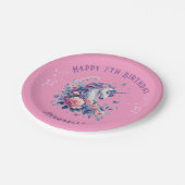 Magisch rosa Lila Einhorn Girls Geburtstag Pappteller (Schrägansicht)