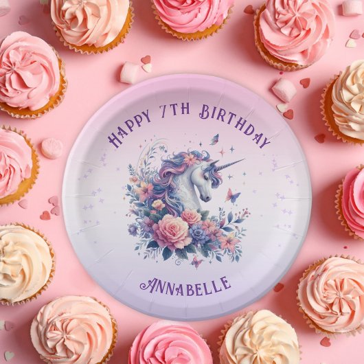 Magisch rosa Lila Einhorn Girls Geburtstag Pappteller