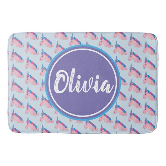 Magisch rosa Lila Mythisches Pferdehorn Einhorndru Badematte (Vorderseite)