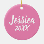 Magisch rosa Lila Mythisches Pferdehorn Einhorndru Keramik Ornament (Hinten)