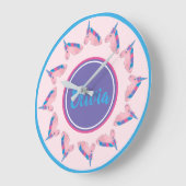 Magisch rosa Lila Mythisches Pferderücken Saal Große Wanduhr (Winkel)