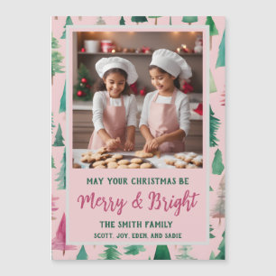 Magisch rosa Weihnachtsbaum Magnetic Holiday Card Magnetkarte