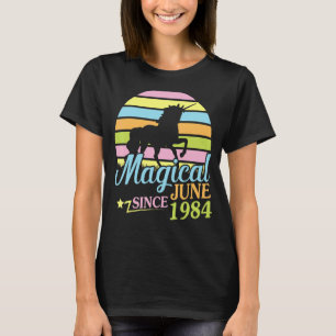 Magisch Seit Juni 1984 Happy Birthday Unicorn 38 T-Shirt