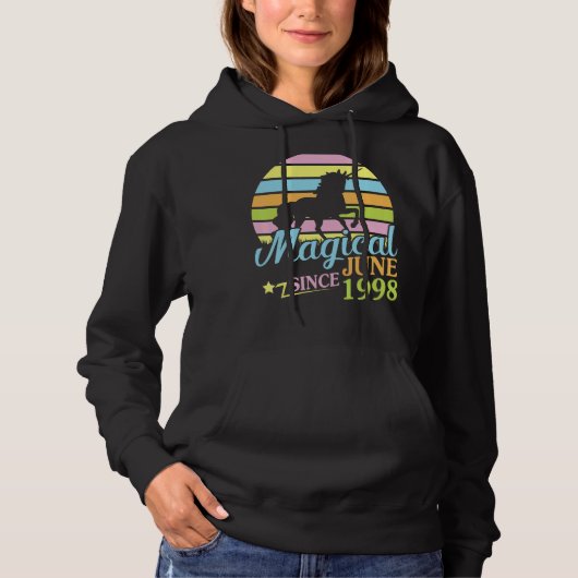 Magisch Seit Juni 1998 Happy Birthday Unicorn 24 Hoodie (Vorderseite)