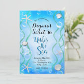 Magisch unter dem Meer Aqua Blue Sweet 16 Geburtst Einladung (Stehend Vorderseite)
