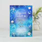Magisch unter dem Meer dunkelblauer Süß 16 Geburts Einladung (Stehend Vorderseite)