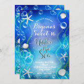 Magisch unter dem Meer dunkelblauer Süß 16 Geburts Einladung (Vorne/Hinten)