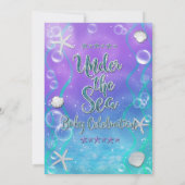 Magisch unter dem Meer Lila Twins Kinderdusche Einladung (Rückseite)