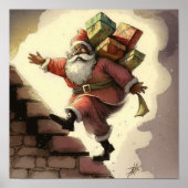 Magisch zeitloser schwarzer Weihnachtsmann am Kami Poster (Vorne)