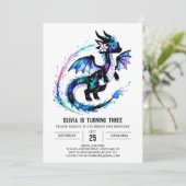 Magische Adorable Dragon Digital Girl zum Geburtst Einladung (Stehend Vorderseite)