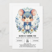 Magische Adventure Mouse Birthday Einladung (Vorne/Hinten)