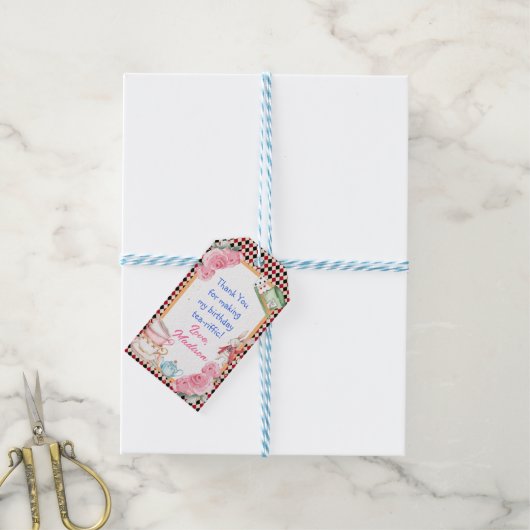 Magische Alice im Wunderland Kinderdusche Tee Part Geschenkanhänger (Mit Garn)