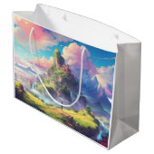 Magische Anime-Landschaft Große Geschenktüte (Rückseite Schrägansicht)