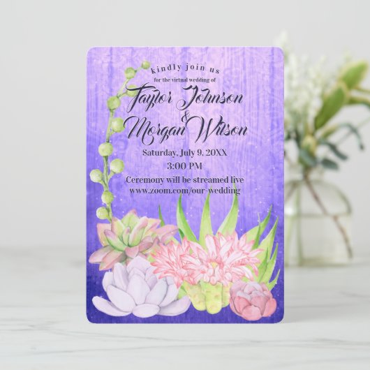 Magische Aquarellbilder für virtuelle Hochzeiten Einladung (Stehend Vorderseite)