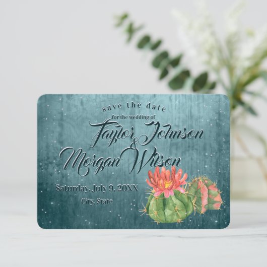 Magische Aquarellsicke Save the Date aquamarin Einladung (Stehend Vorderseite)