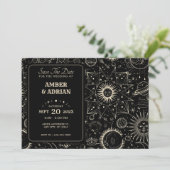 Magische Astrologie Boho Himmelshochzeit Save The Date (Stehend Vorderseite)