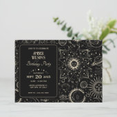 Magische Astrologie boho himmlische Geburtstag Einladung (Stehend Vorderseite)