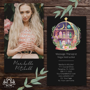 Magische ätherische Öle Apotheke Boho Yoga Foto Visitenkarte