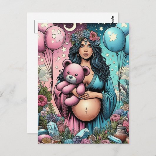 Magische Babydusche | Geschlechtsankündigung Postkarte (Vorne/Hinten)